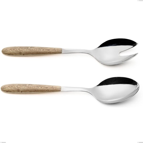 Coppia insalata vero pino, acciaio 18.0 nickel free, manicatura pbt sublimato acciaio lucido, lunghezza 250 mm