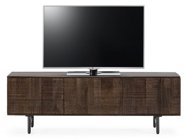 Mobile TV marrone scuro in mango massiccio 145x48x40 cm Kalai – MOME