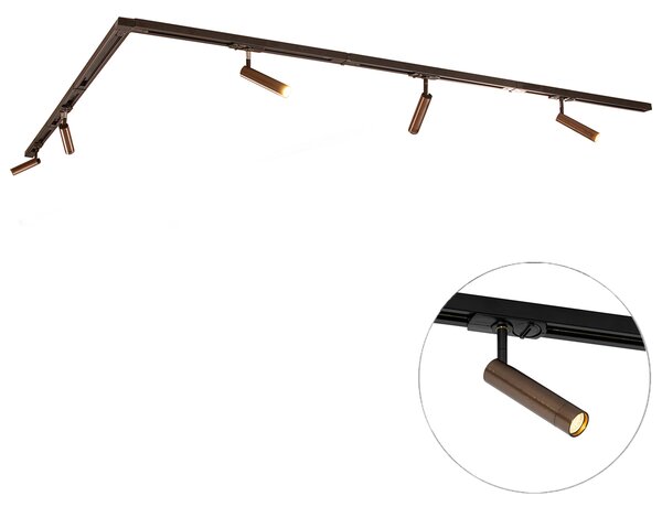 Sistema di illuminazione su binario moderno con 5 faretti bronzo scuro monofase - Iconic Ivy