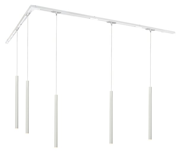 Sistema di illuminazione a binario moderno con 5 luci a sospensione bianco 1 fase - Iconic Frini