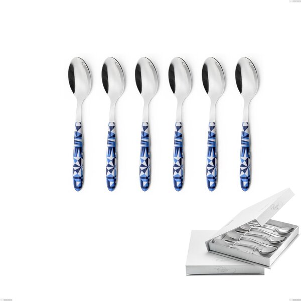 Confezione a libro 6 pezzi cucchiaini caff� vero triangle, acciaio 18.0 nickel free, manicatura pbt sublimato acciaio lucido