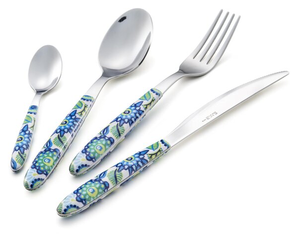 Set Posate colorate 24 pezzi VERO TROPICAL BLU 6 posti tavola 18/C in confezione vetrina