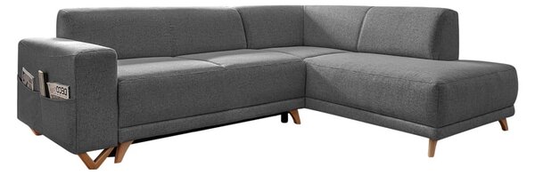 Divano angolare grigio allungabile e con contenitore (penisola a destra/a L) Classy Sophie – Miuform