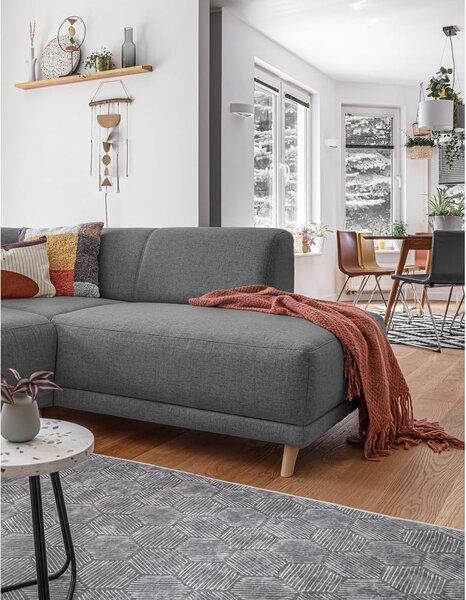Divano angolare grigio allungabile e con contenitore (penisola a destra/a L) Classy Sophie – Miuform