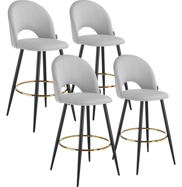 Tectake sgabello sachel con schienale, effetto velluto