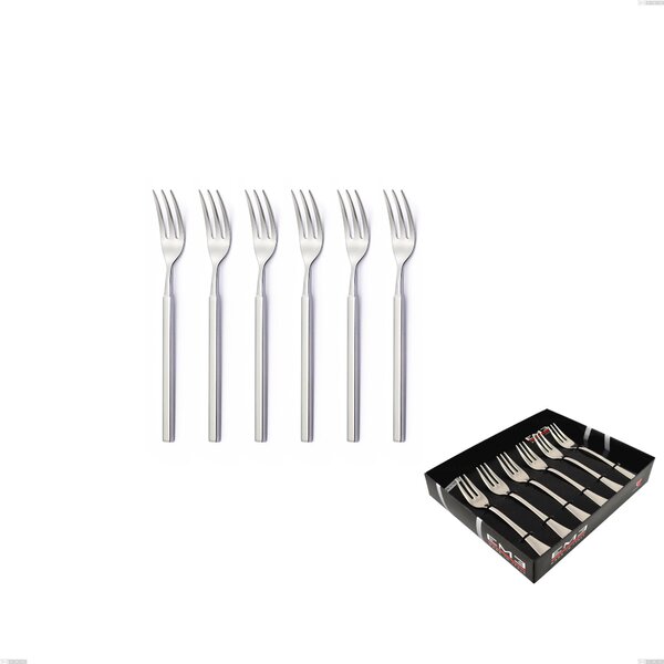 Confezione vetrina 6 pezzi forchettine dolce Zeus Inox, acciaio forgiato lucido 18/10 (AISI 304)
