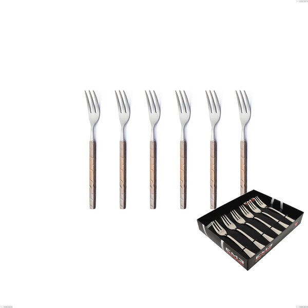 Confezione vetrina 6 pezzi forchettine dolce Zeus Fire, acciaio forgiato 18/10 (AISI 304)