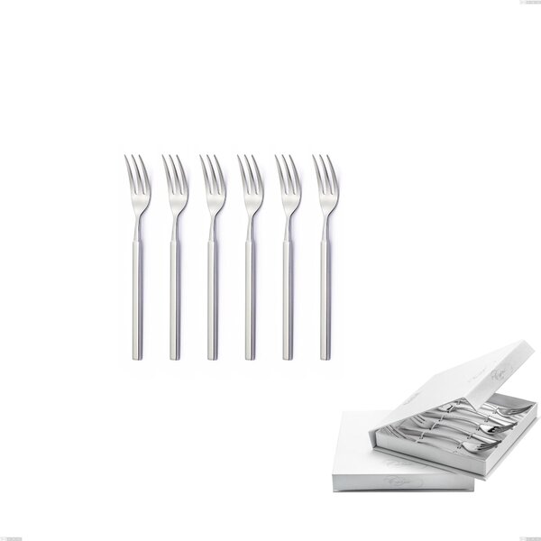 Confezione a libro 6 pezzi forchette dolce Zeus Inox, acciaio forgiato lucido 18/10 (AISI 304)