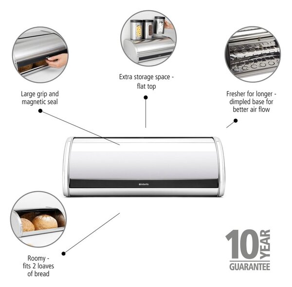 Porta pane in acciaio Roll Top - Brabantia