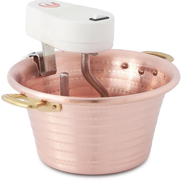 Paiolo elettrico In Rame martellato 2 manici � 26xh14cm Lt 4,60 manici induzione