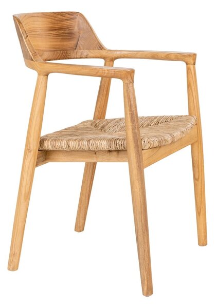 Sedia da pranzo di colore naturale in legno massiccio con braccioli Getafe – House Nordic
