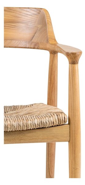 Sedia da pranzo di colore naturale in legno massiccio con braccioli Getafe – House Nordic