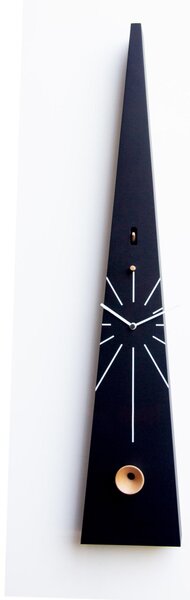 Orologio Cuc� da parete o appoggio QQ Tall 17,5x12xh90 cm cassa in MDF laccato , Tromba acustica in faggio Uccellino in legno intagliato a mano nero
