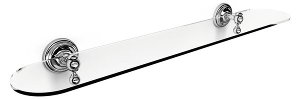 Mensola doccia bagno BRITISH 60x13,5xh 6,15cm -ripiano in vetro temperato inox satinato Fissaggio viti e stop Stile Inglese Classico primo Novecento