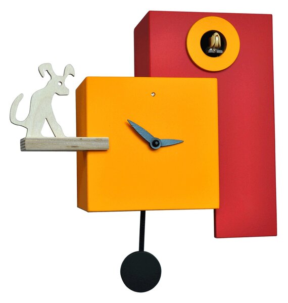 Orologio con cuc� The Guardian 25x12xh23 cassa in MDF Particolari in betulla giallo rosso