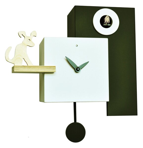 Orologio con cuc� The Guardian 25x12xh23 cassa in MDF Particolari in betulla nero bianco