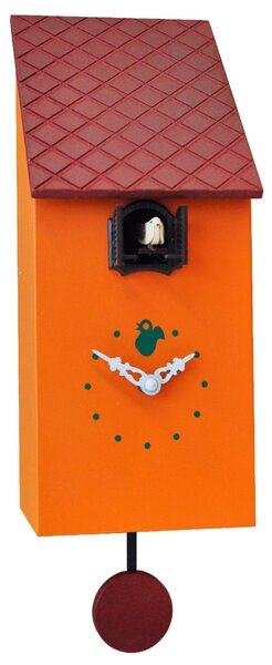 Orologio con cuc� Portofino 13x12xh30 cassa in MDF laccata arancio Tetto marrone