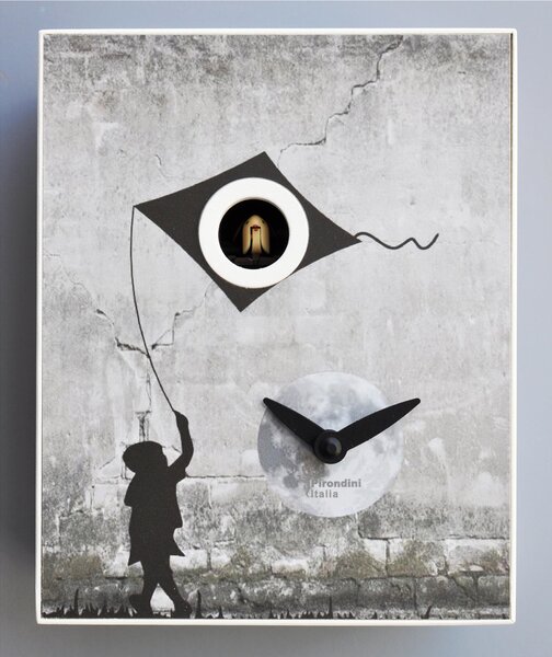 Orologio da Parete, D'Apres Banksy 16,5x10xh20 cm cassa in MDF laccato colore nero design Ezio Pescatori