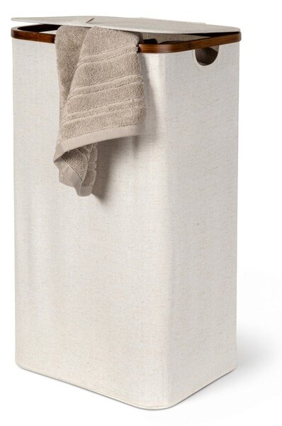Cesta per il bucato color crema in tessuto Bamboo/Linen – Bigso