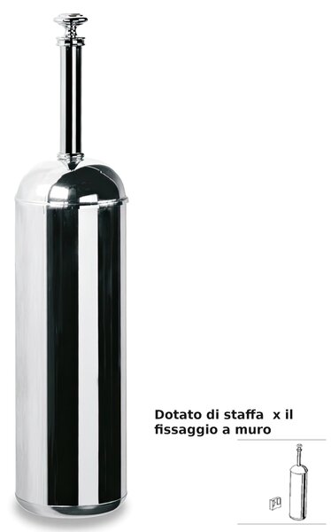 Porta scopino in acciaio lucido da appoggio o a muro Dimensioni 8x8x h 35,5 cm LIBERTY inox lucido
