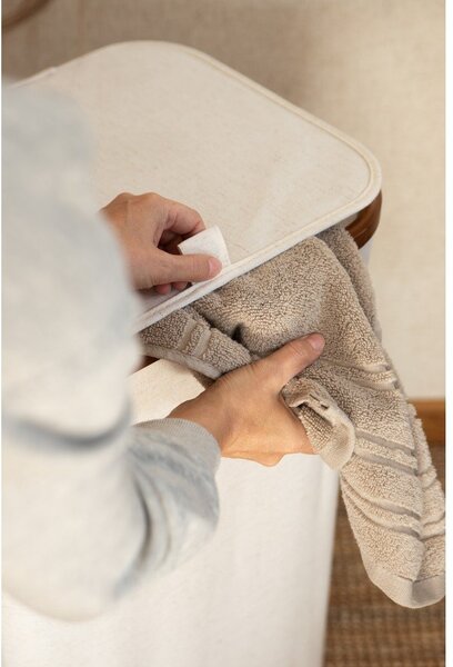 Cesta per il bucato color crema in tessuto Bamboo/Linen – Bigso