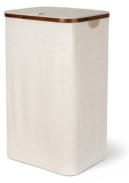 Cesta per il bucato color crema in tessuto Bamboo/Linen – Bigso
