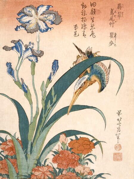 Hokusai, Katsushika - Riproduzione Kingfisher, (30 x 40 cm)