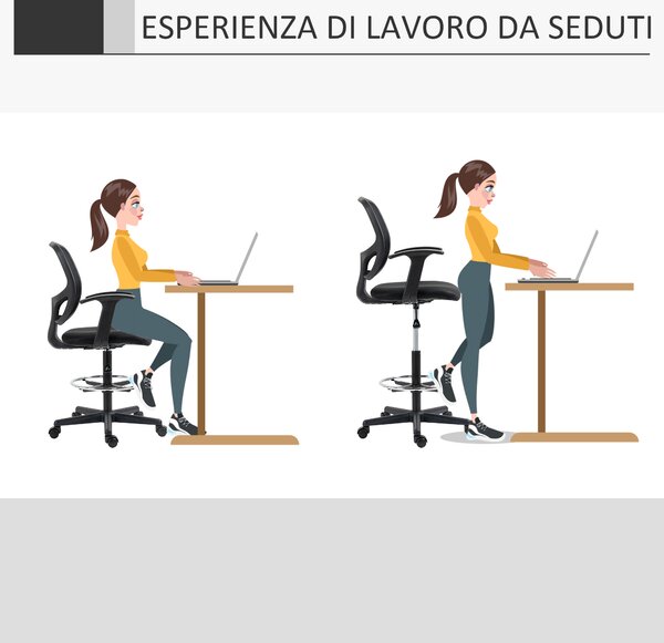 Vinsetto Sedia da Ufficio Ergonomica ad Altezza Regolabile con Braccioli, Rotelle e Seduta Imbottita, 60x56x110-132 cm, Nera | Aosom Italy