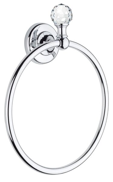 Porta Salviette ad Anello Linea MADRAS ORIENTE dimensioni 19,5x6xh 21,5 Cromo e Swarovski finitura cromo lucido , Made In Italy