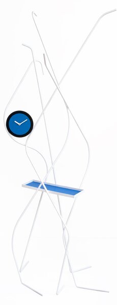 Appendiabiti multiuso con Svuota tasche ed Orologio iGiacomini o'Clock 100x80x h200cm realizzato in metallo colore bianco