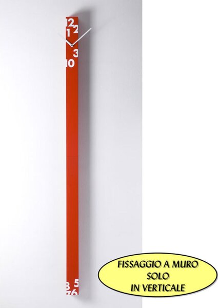 Orologio da parete verticale 6xh150cm Il tempo stringe realizzato in legno Rosso