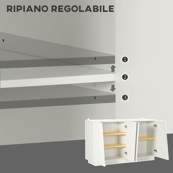 HOMCOM Mobiletto Multiuso in Truciolato Bianco a 5 Livelli con Ripiano Regolabile su 3 Livelli, 150x40x88 cm|Aosom