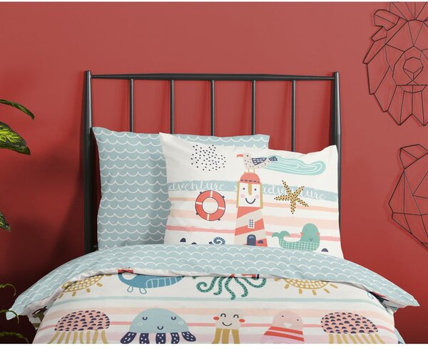 Set copripiumino e federa da bambini in cotone per letto singolo ed esteso 140x220 cm Sea – Good Morning