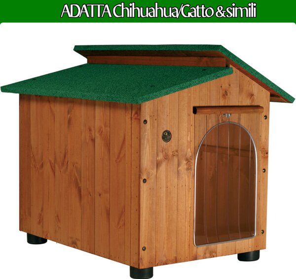 Cuccia per Cani Gatti Chihuahua-Gatto e Simili in legno con tettino coibentato 45x60x h48 cm spessore legno 1 cm collaudo per 130 Kg