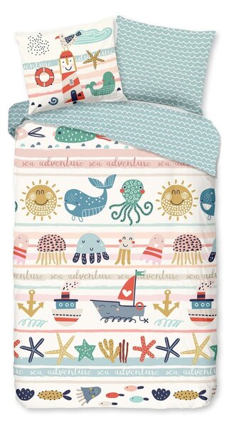 Set copripiumino e federa da bambini in cotone per letto singolo ed esteso 140x220 cm Sea – Good Morning