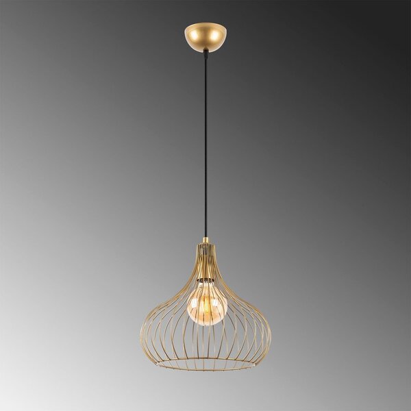 Lampadario dorato con paralume in metallo ø 22 cm Teldemia – Opviq lights