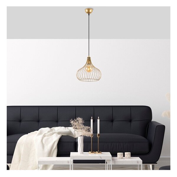 Lampadario dorato con paralume in metallo ø 22 cm Teldemia – Opviq lights