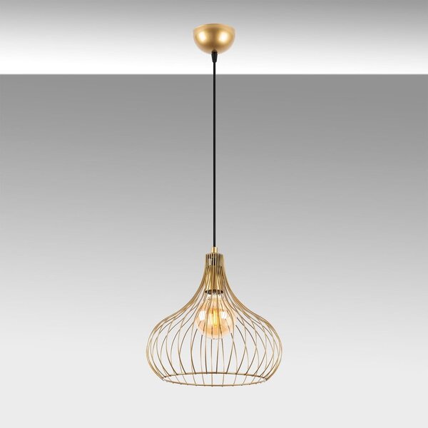 Lampadario dorato con paralume in metallo ø 22 cm Teldemia – Opviq lights