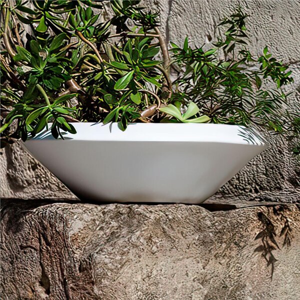 Vaso Tondo in Polietilene Liscio con sottovaso OLIMPICO dimensioni 50x22xh 15 cm - diametro interno 36 cm adatto interno esterno colore Banco Latte