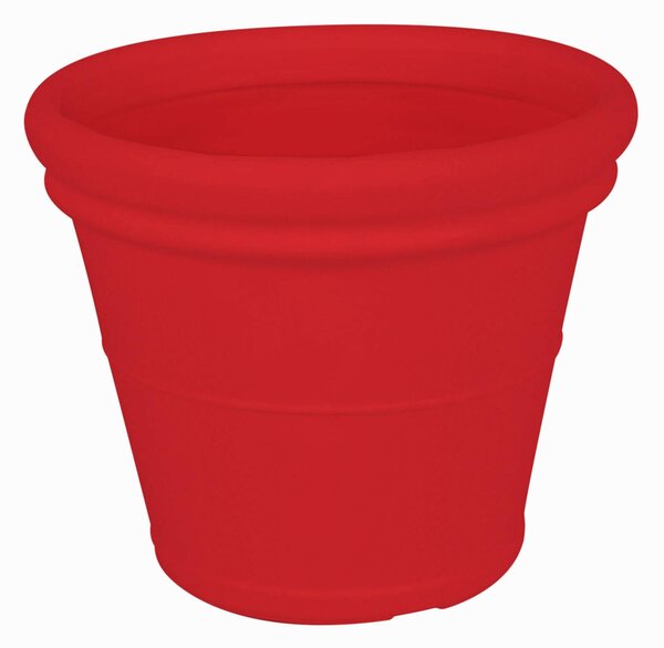 Vaso Tondo in Polietilene Liscio con sottovaso dimensioni 50x31xh 40 cm - 30 litri adatto interno esterno colore fragola