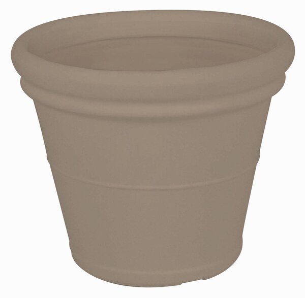 Vaso Tondo in Polietilene Liscio con sottovaso dimensioni 50x31xh 40 cm - 30 litri adatto interno esterno colore tortora