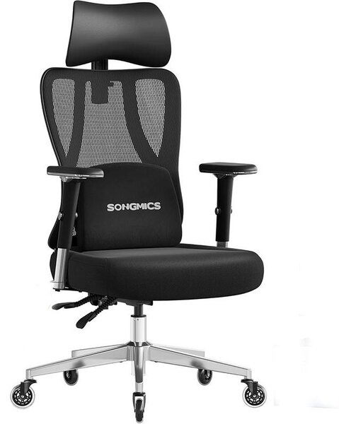 Sedia da ufficio ergonomica OBN067BH01, con supporto lombare regolabile, capacità di carico fino a 150 kg, colore nero