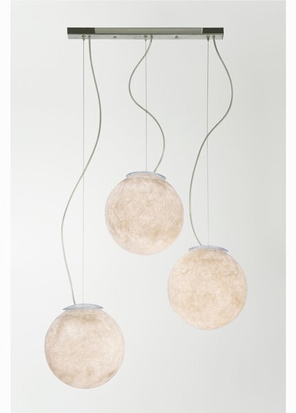 Lampada a Sospensione 3 LUNE 3x � 25 cm cm Media in nebulite mix di Resina e Fibre Nebulite Bianco riproduce la superfice Lunare