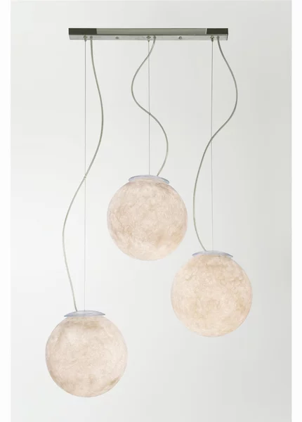 Lampada a Sospensione 3 LUNE 3x � 25 cm cm Media in nebulite mix di Resina e Fibre Nebulite Bianco riproduce la superfice Lunare