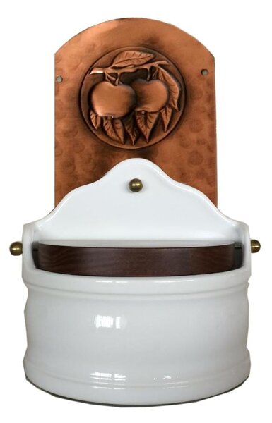 Portasale in rame e Ceramica 18xh31 cm - inserti in rame mele