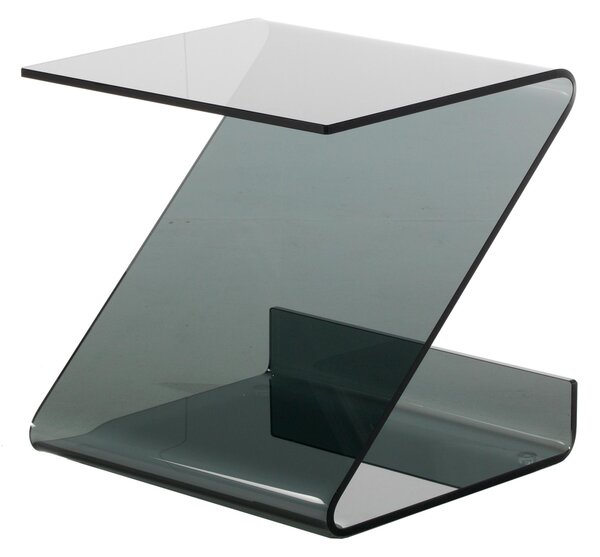 Tavolino in vetro Curvato grigio 10 mm 45x39xh45 cm grigio trasparente