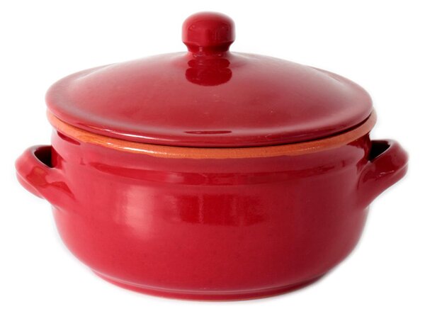 Tegame in Terracotta con coperchio �20 cm Colore Amaranto Adatti per cucinare su : Fiamma, Piastra elettrica , Forno , Microonde