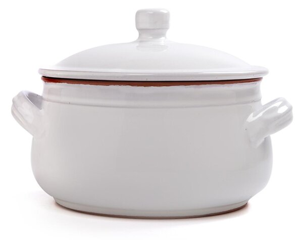 Tegame in Terracotta con coperchio �17 cm Colore bianco Adatti per cucinare su : Fiamma, Piastra elettrica , Forno , Microonde