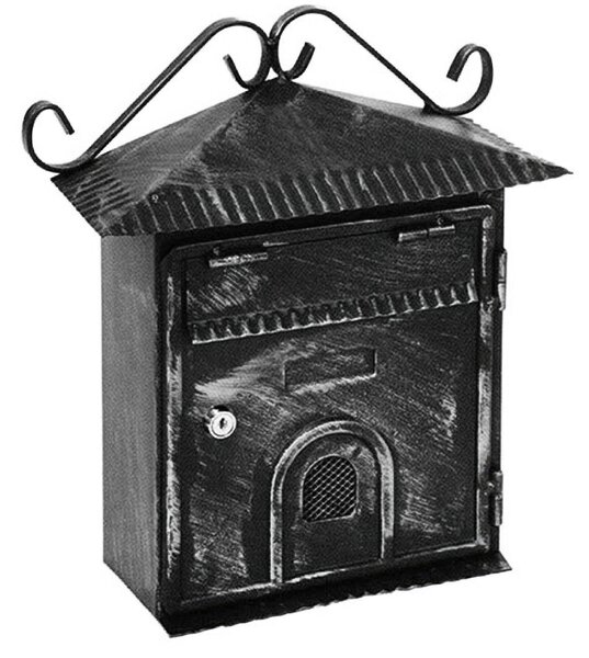 Cassetta per Posta In ferro Battuto modello ESSE Lavorazione Artigianale trattamento x Esterno 28x12xh 35 cm con 2 chiavi di chiusura colore nero
