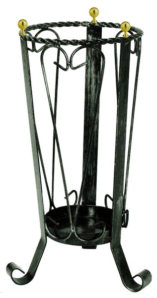 Portaombrelli in Ferro Battuto 22x22xh53 cm colore nero con pomelli in ottone